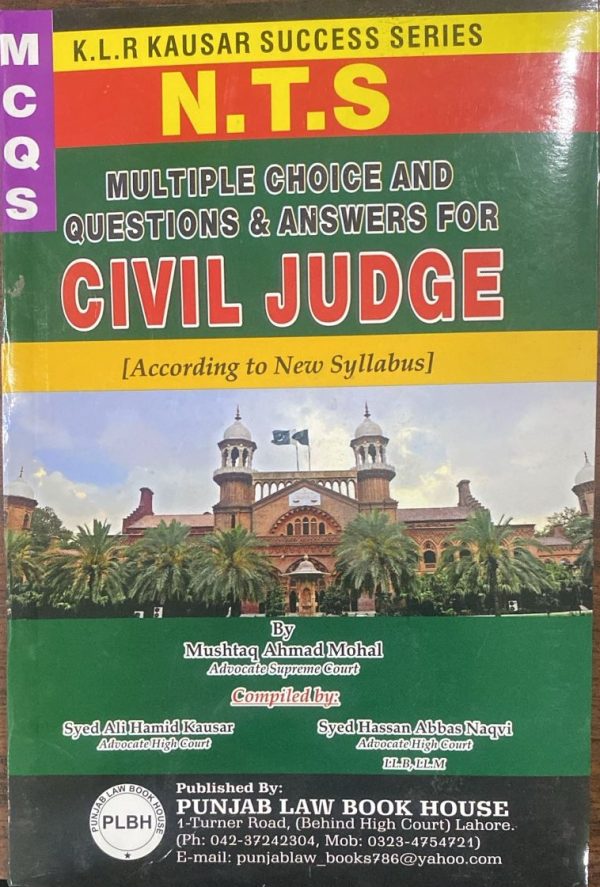 Civil Judge NTS Multiple Choice Question and Answer MCQs New Syllabus By Mushtaq Ahmed Mohal By PLBH