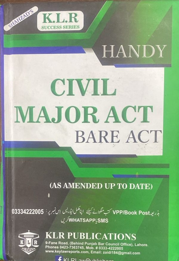 Handy Civil Major Act Bare Act Edition 2022 By Mehar M. Nawaz By KLR Civil & Criminal Law Publication
