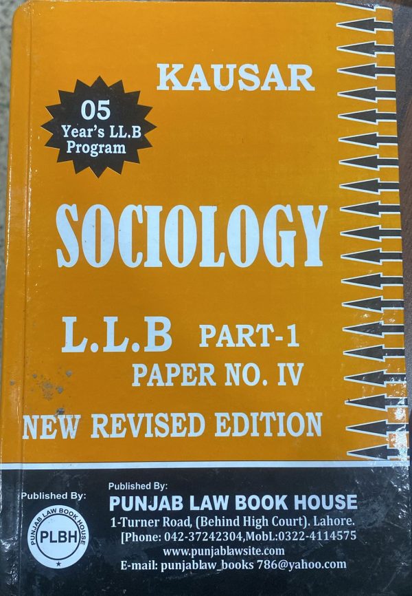 Sociology LLB Part 1, Paper 4, Old Syllabus, by Syed M. Ali, PLBH