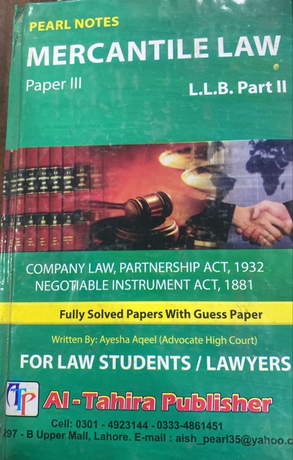 Mercantile Law LLB Part 2 Paper 3 by Ayehsa Aqeel, Al Tahira