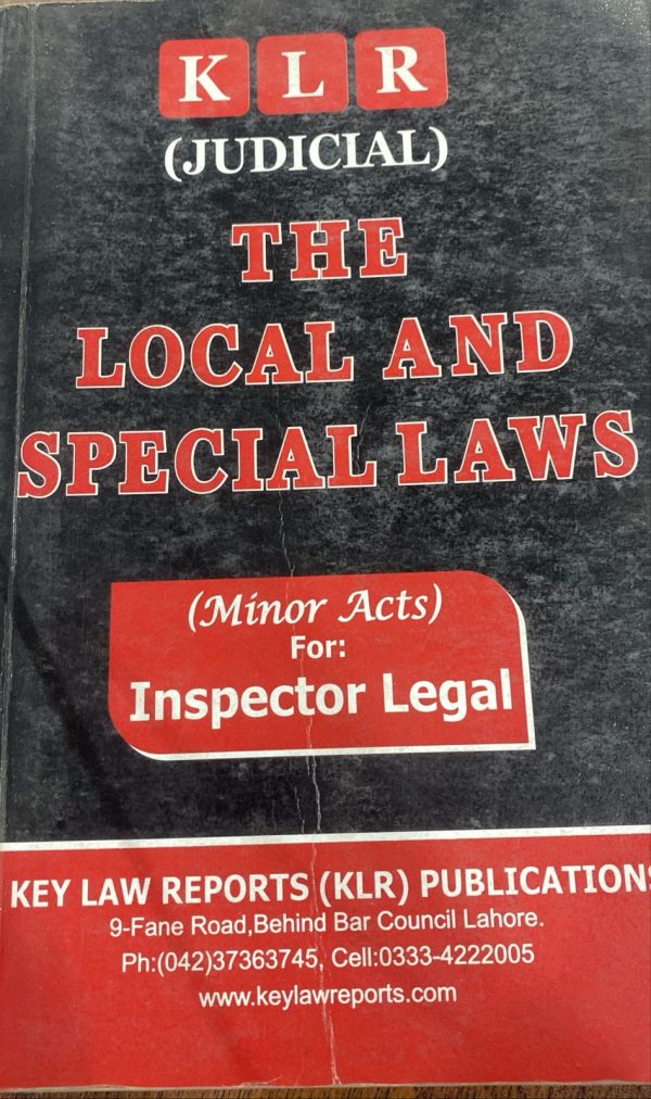 The Local and Special Laws (Minor Act) for Inspector Legal, Guide KLR
