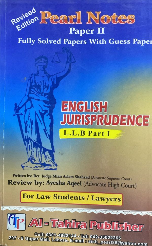 English Jurisprudence LLB Part 1 Paper 5, Al Tahir, Pearl Notes