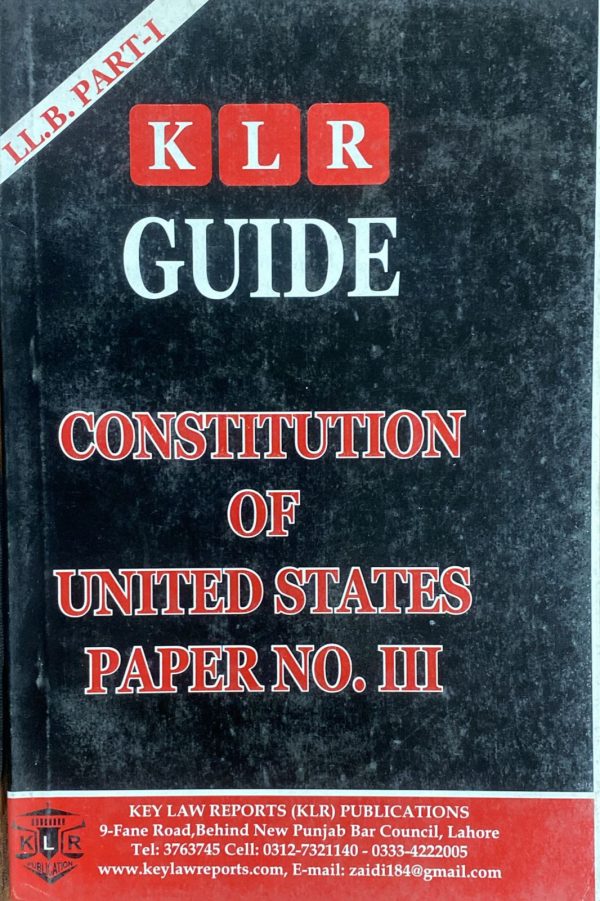 Constitution of United States LLB Part 1, Paper 3, KLR 1 Paper 3