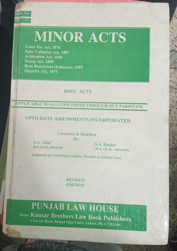 Minor Acts Bare Acts By Syed Ali Hassan Kausar Brother Law 2002