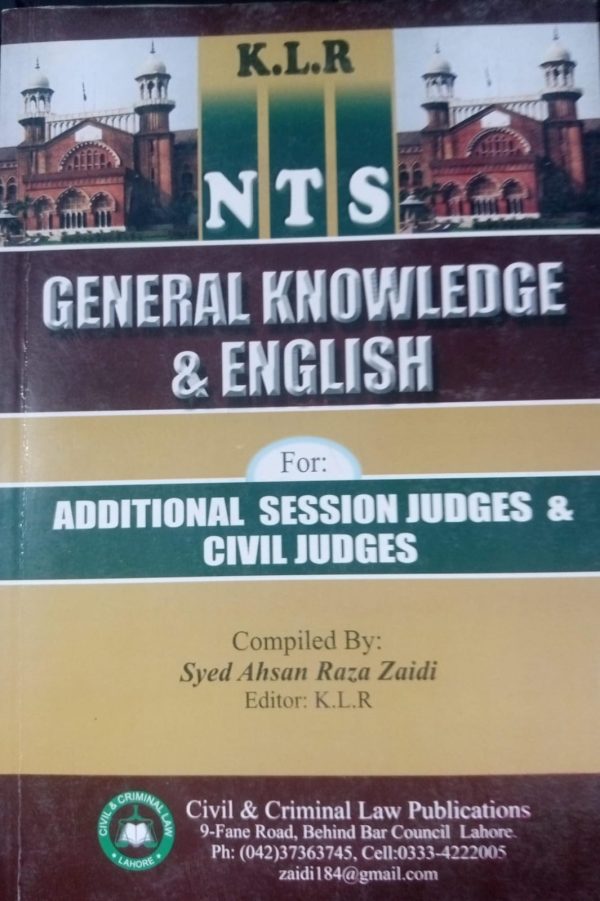 NTS General Knowledge & English Additional Session Judges & Civil Judges 31st Edition By Hassan Naqvi KLR