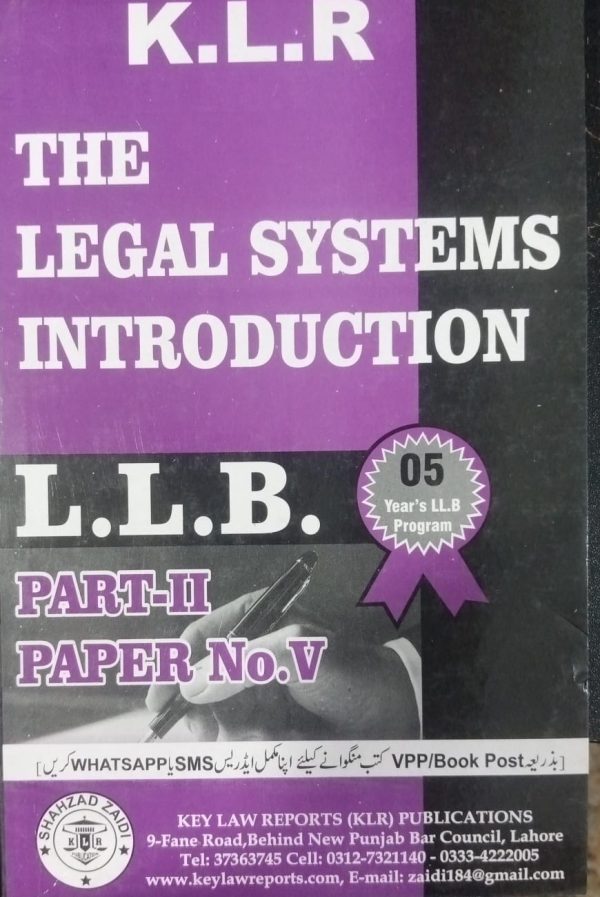 The Legal systems Introduction LLB Part 2 Paper 5 By AS Arieen KLR