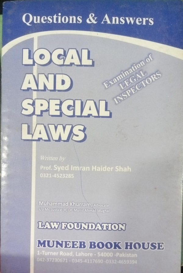 Local And Special Laws By Syed Imran Haider Shah Muneeb Book Hous