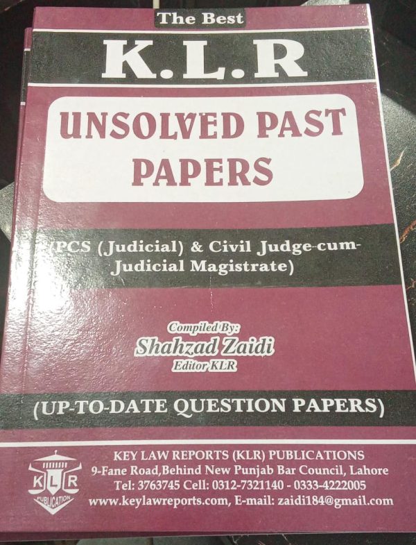 Unsolved Past Papers PCS Judicial Civil Judge cum Judicial Magistrate Mushtaq Ahmad Mohal KLR
