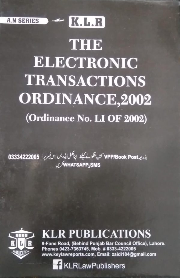 The Electronic transactions ordinance,2002,klr