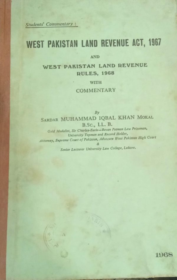 WEST PAKISTAN LAND REVENUE ACT,1967,M IQBAL KHAN MOKL