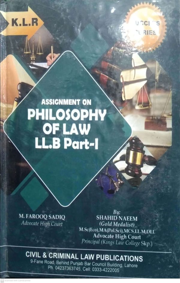 ASSIGNMENT ON PHILOSOPHY OF LAW LLB PART 1 BY SHAHID NAEEM KLR