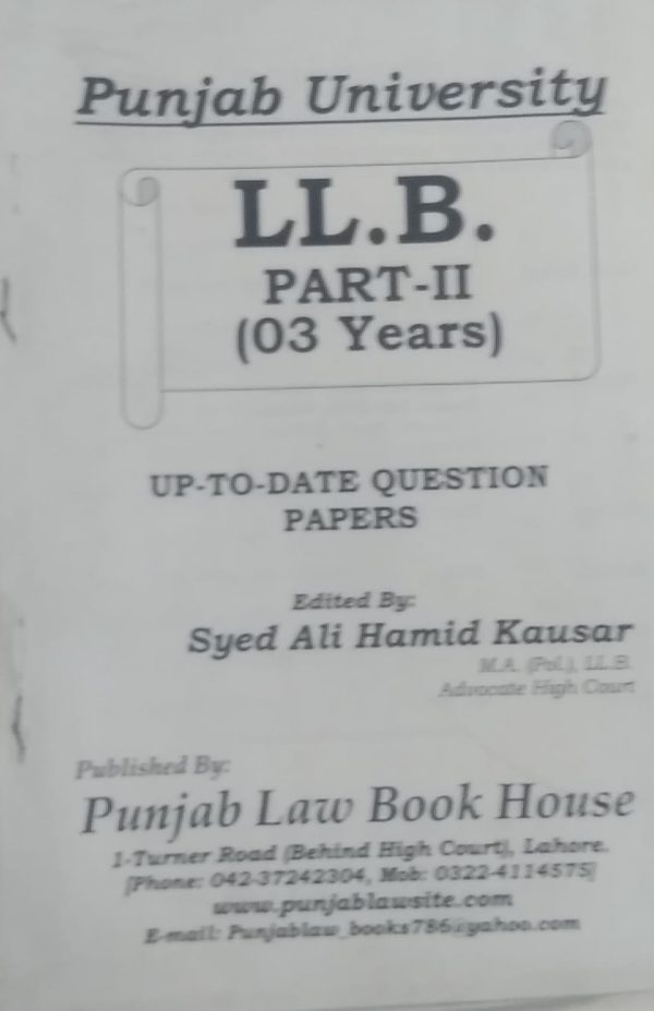 BARE ACT,LL,B,PART-2 -3YEARS,S,ALI HAMID KAUSAR,PLBH