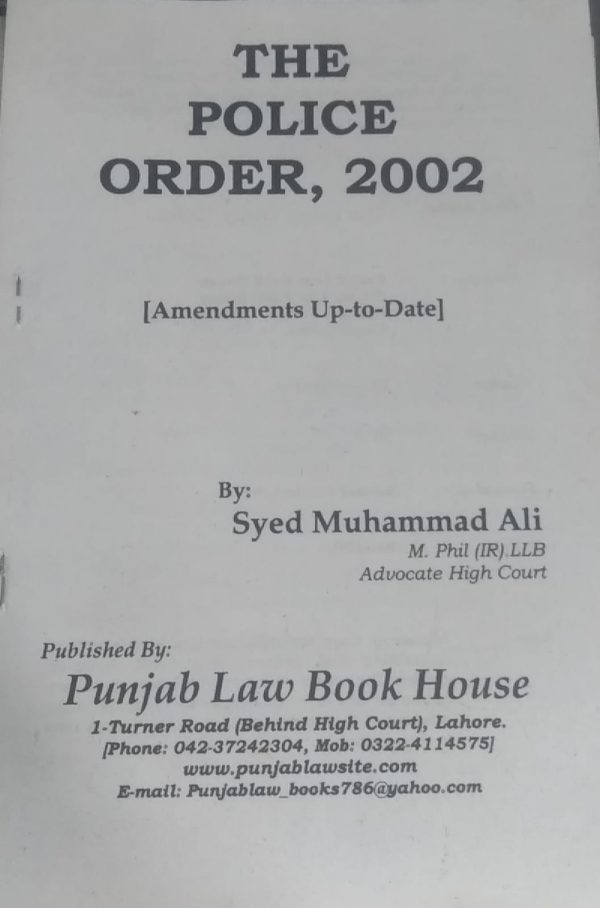 BARE ACT,THE POLICE ORDER,2002,S,M,ALI,PLBH