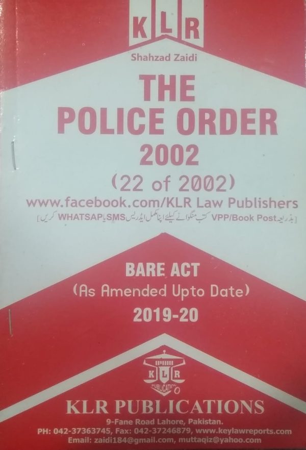 THE POLICE ORDER 2002,BARE ACT,S,A,ARAIN,KLR