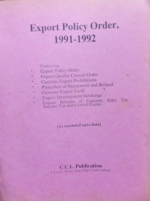 Export Policy Order 1991-1992